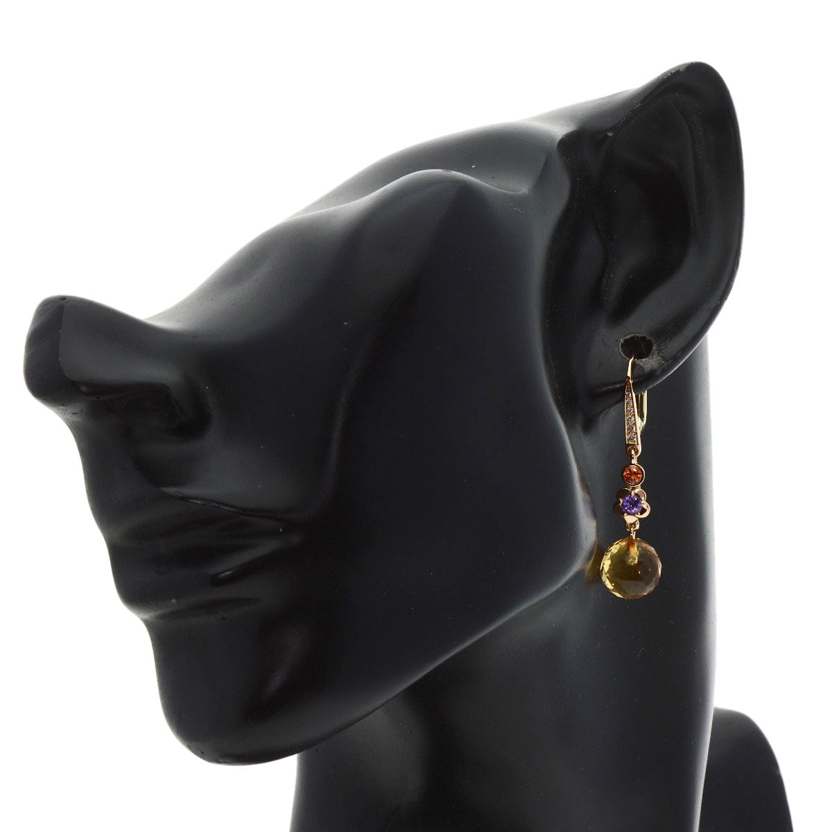 Chanel Pierce 18K Yellow Gold Gold Mademoiselle Citrine Sapphire Diamond Women