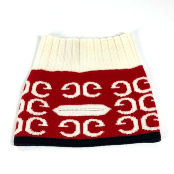 Gucci Scarf Wool Red Logo Neck Warmer Unisex(Unisex)