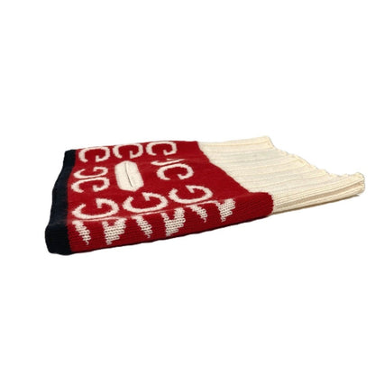 Gucci Scarf Wool Red Logo Neck Warmer Unisex(Unisex)