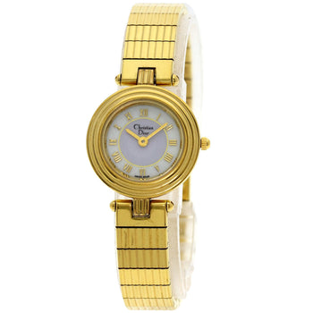 Christian Dior Watches Quartz 3051 Gold Plated , Gold Plated Gold Round Face White Dial Women