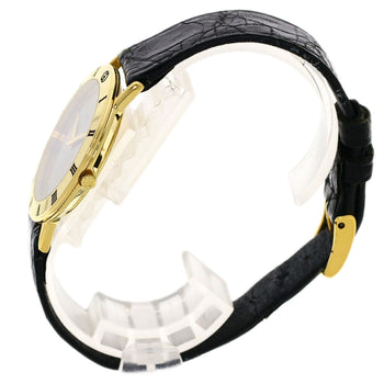 Gucci Watches Quartz 3000.2M Gold Plated, Leather Gold Round Face Black Dial Mens
