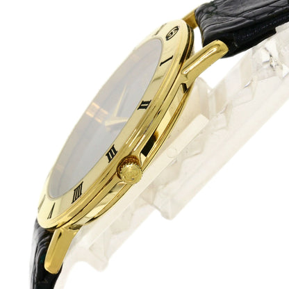 Gucci Watches Quartz 3000.2M Gold Plated, Leather Gold Round Face Black Dial Mens