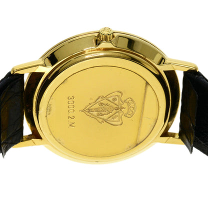 Gucci Watches Quartz 3000.2M Gold Plated, Leather Gold Round Face Black Dial Mens