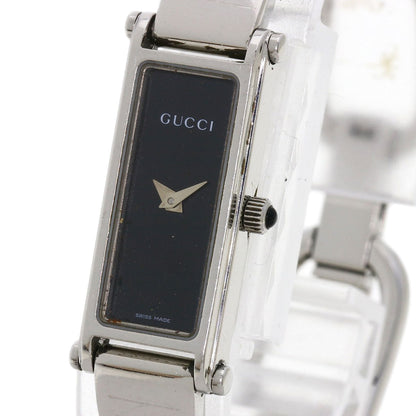 Gucci Watches Quartz Stainless Steel , Stainless Steel Silver 1500L Black Dial Women