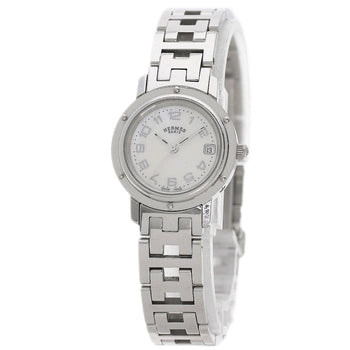 Hermes Watches Quartz Cl4.210 Stainless Steel , Stainless Steel Silver Clipper Nacre White Shell