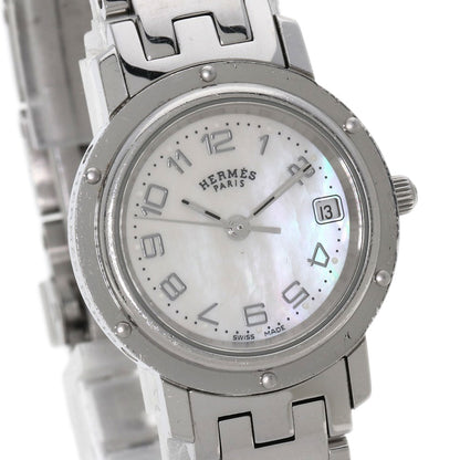 Hermes Watches Quartz Cl4.210 Stainless Steel , Stainless Steel Silver Clipper Nacre White Shell