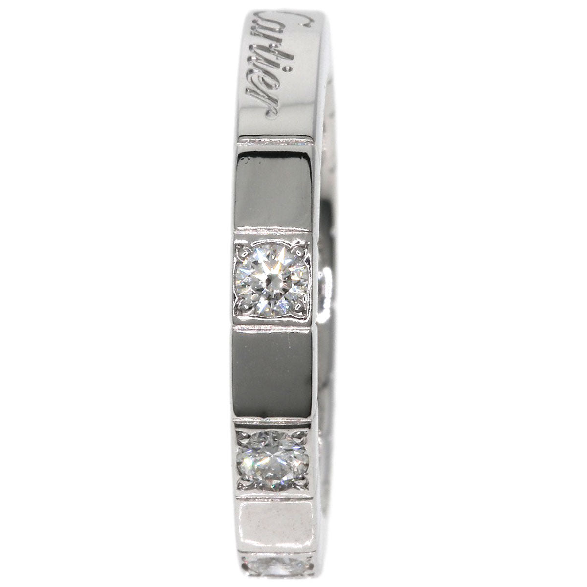 Cartier Ring K18Wg Silver Raniere Half Diamond #47 Women