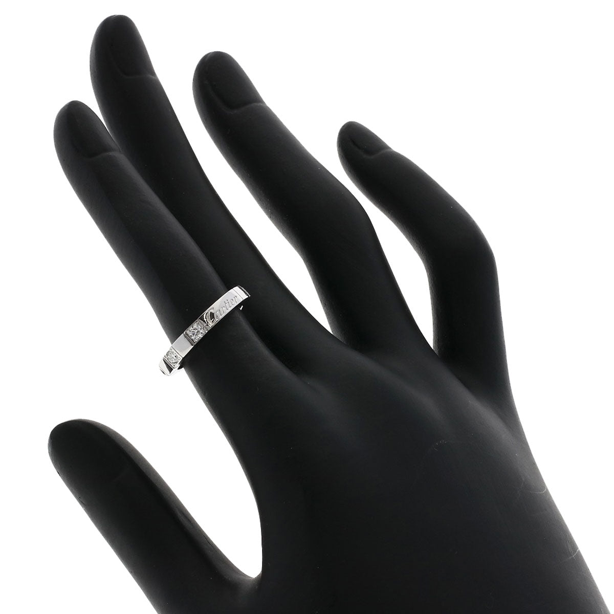 Cartier Ring K18Wg Silver Raniere Half Diamond #47 Women