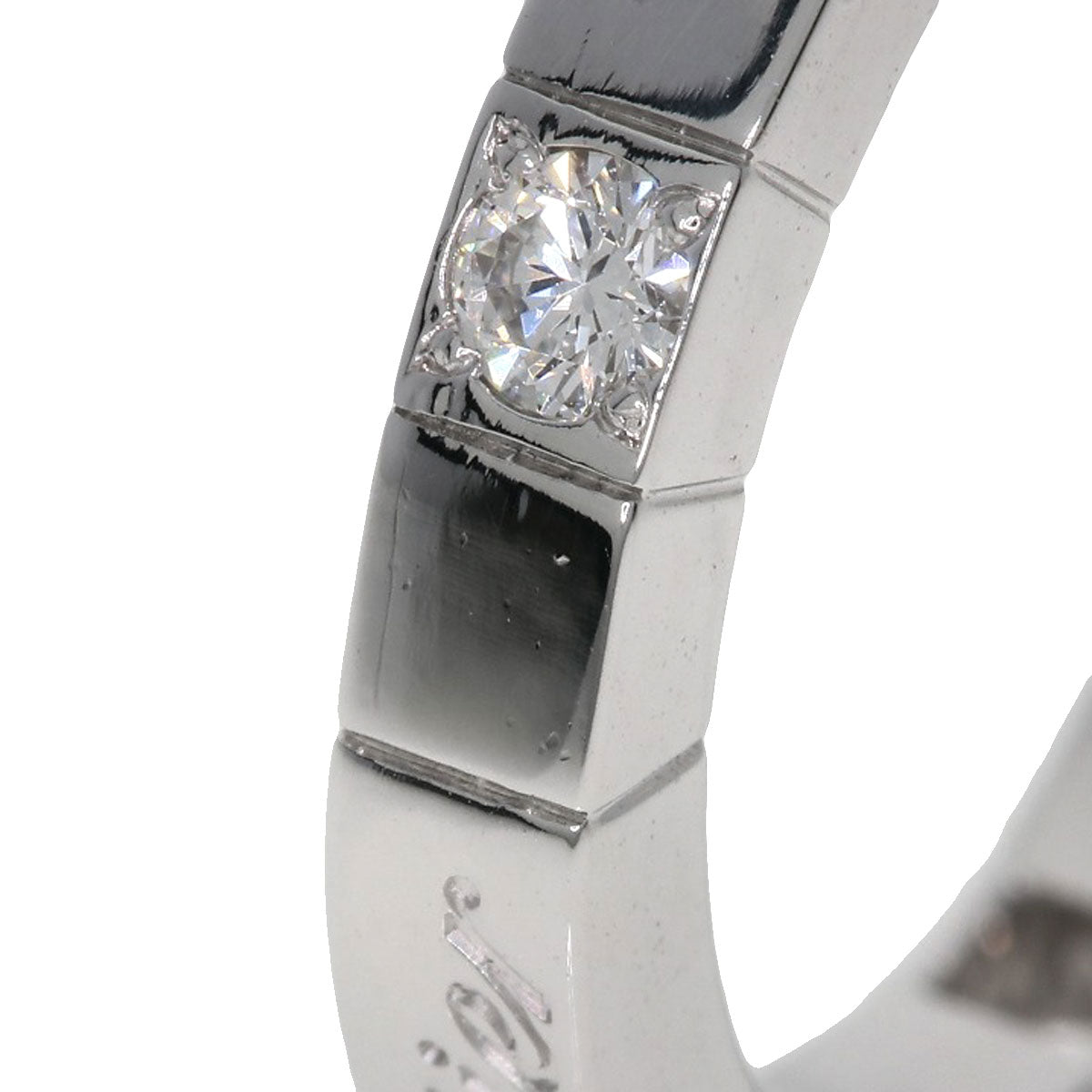 Cartier Ring K18Wg Silver Raniere Half Diamond #47 Women