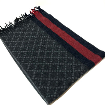 Gucci Scarf 333019 Wool Gray Type Tag Present Sherry Line Unisex(Unisex)