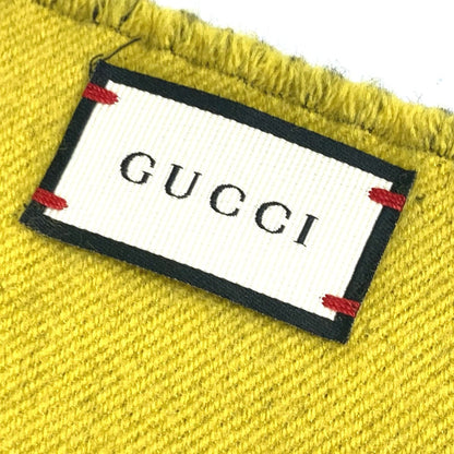 Gucci Scarf Wool Black X Yellow Fringe Scarf Mens