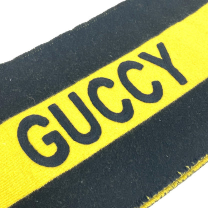 Gucci Scarf Wool Black X Yellow Fringe Scarf Mens