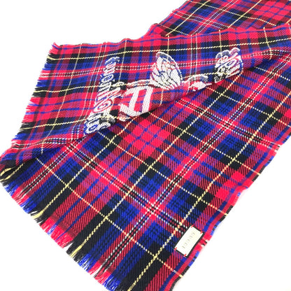 Gucci Scarf Wool Red Check Bee Bee Women