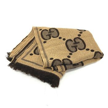 Gucci Scarf 598993 Wool Brown Gg Glitter Jacquard