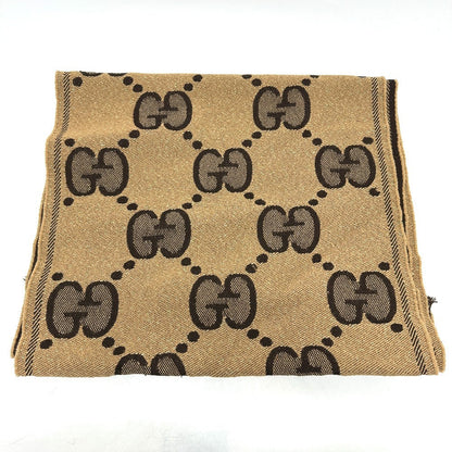 Gucci Scarf 598993 Wool Brown Gg Glitter Jacquard