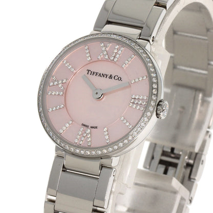 Tiffany&Co. Watches Quartz Stainless Steel , Stainless Steel Silver Atlas 2 Hand Diamond Pink Shell