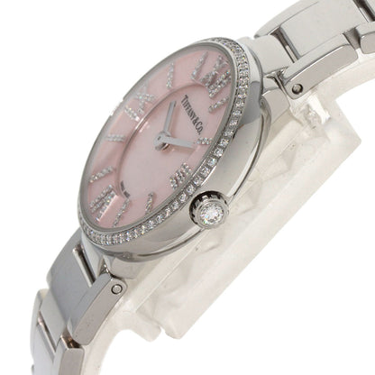 Tiffany&Co. Watches Quartz Stainless Steel , Stainless Steel Silver Atlas 2 Hand Diamond Pink Shell