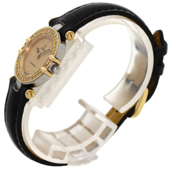 Omega Watches Quartz Stainless Steel, Leather Gold Constellation Flat Bezel Gold Dial Women