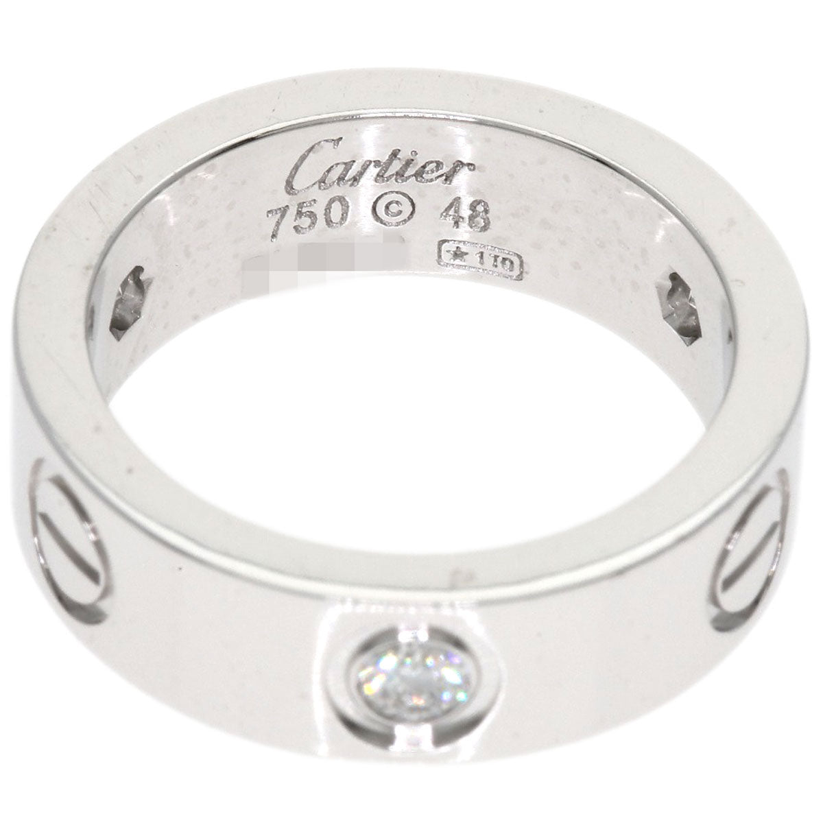 Cartier Ring K18Wg Silver Love Ring Half Diamond #48