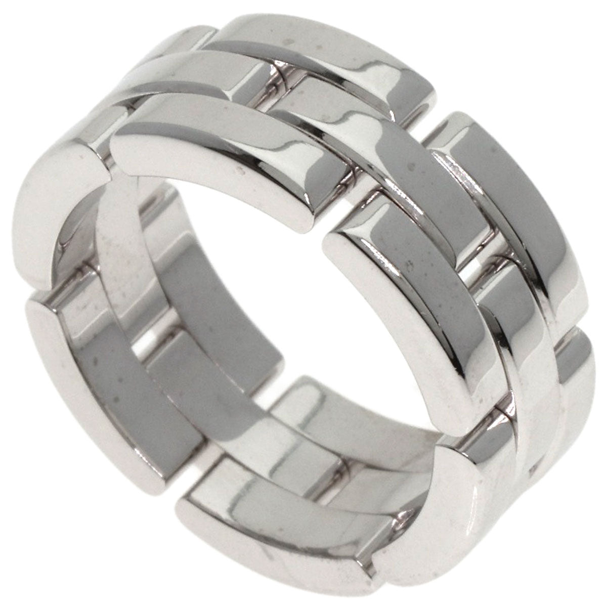 Cartier Ring K18Wg Silver Panthere 3 Row #53