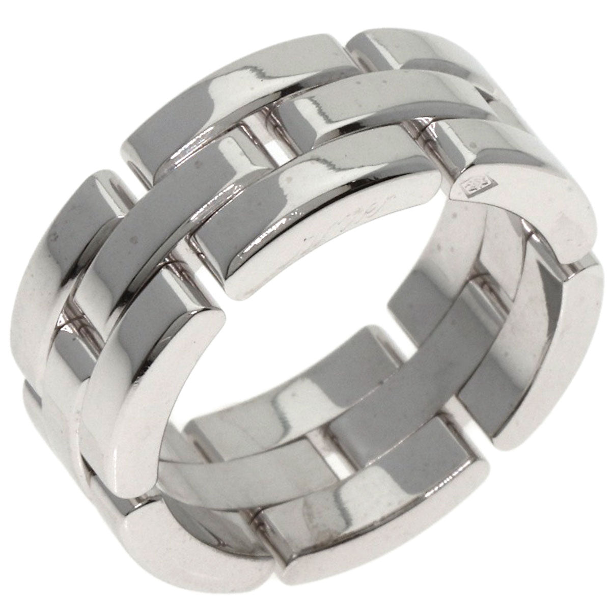 Cartier Ring K18Wg Silver Panthere 3 Row #53