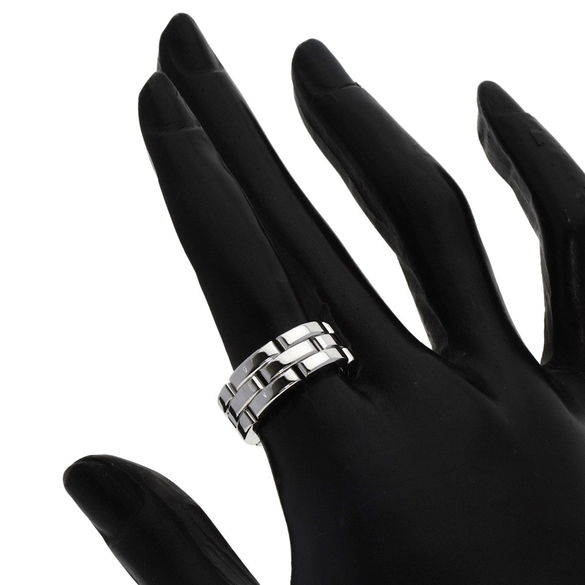 Cartier Ring K18Wg Silver Panthere 3 Row #53