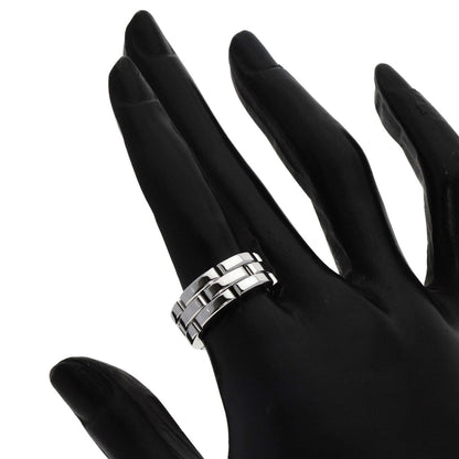 Cartier Ring K18Wg Silver Panthere 3 Row #53
