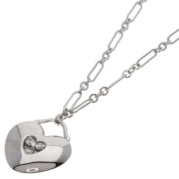 Tiffany&Co. Necklace K18Wg Silver Heart 3P Diamond