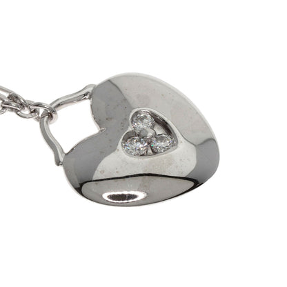 Tiffany&Co. Necklace K18Wg Silver Heart 3P Diamond
