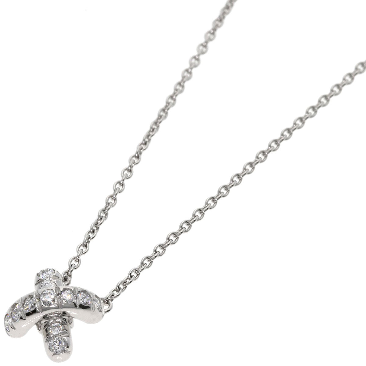 Tiffany&Co. Necklace Pt950 Silver Cross Stitch Women