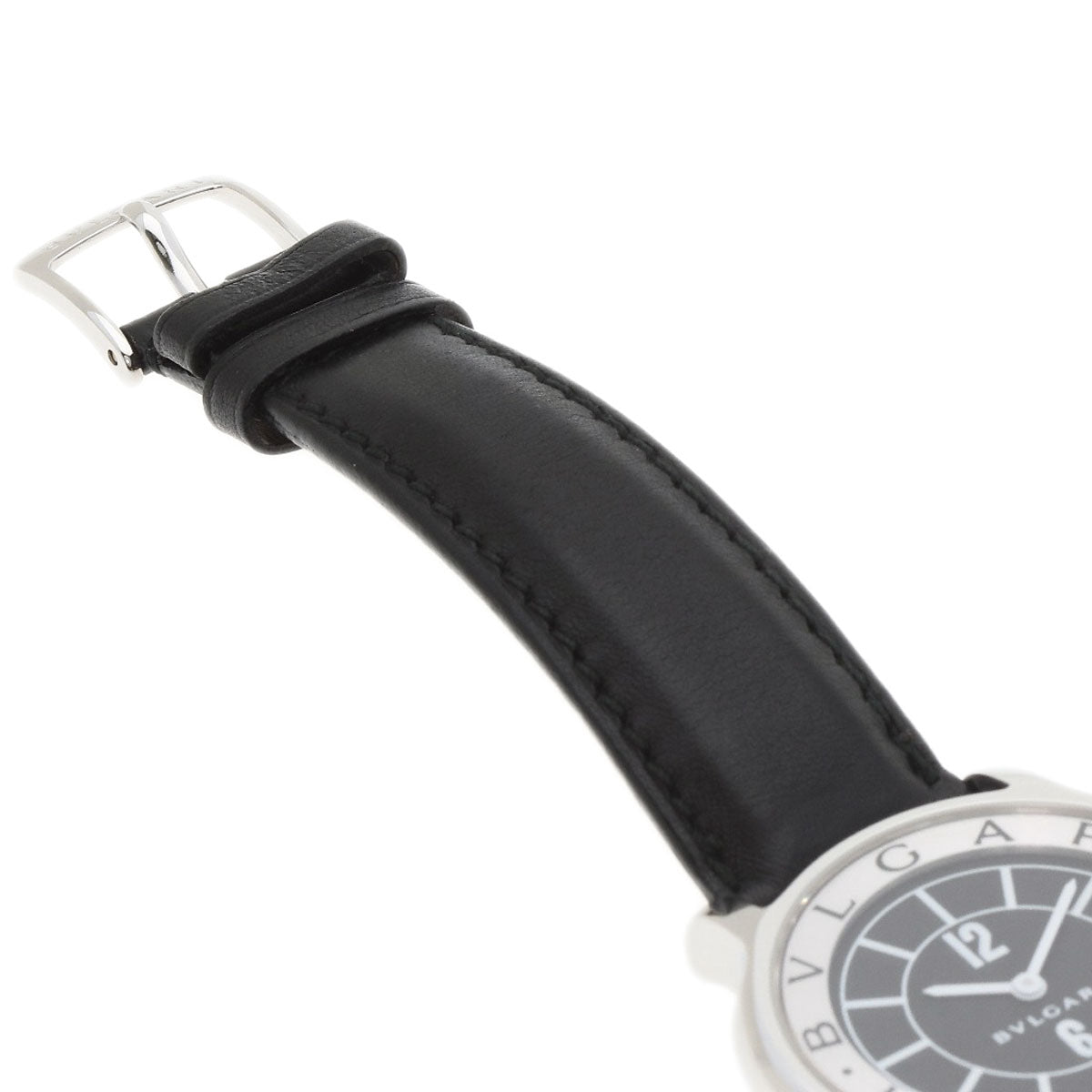 Bvlgari Watches Quartz St35 Stainless Steel, Leather Silver Solo Tempo Black Dial Mens