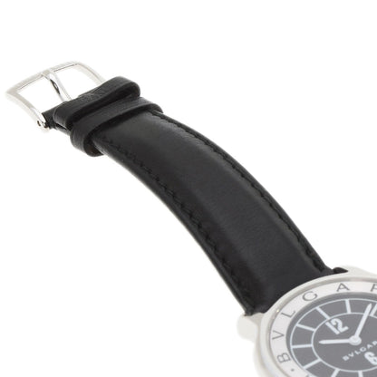 Bvlgari Watches Quartz St35 Stainless Steel, Leather Silver Solo Tempo Black Dial Mens