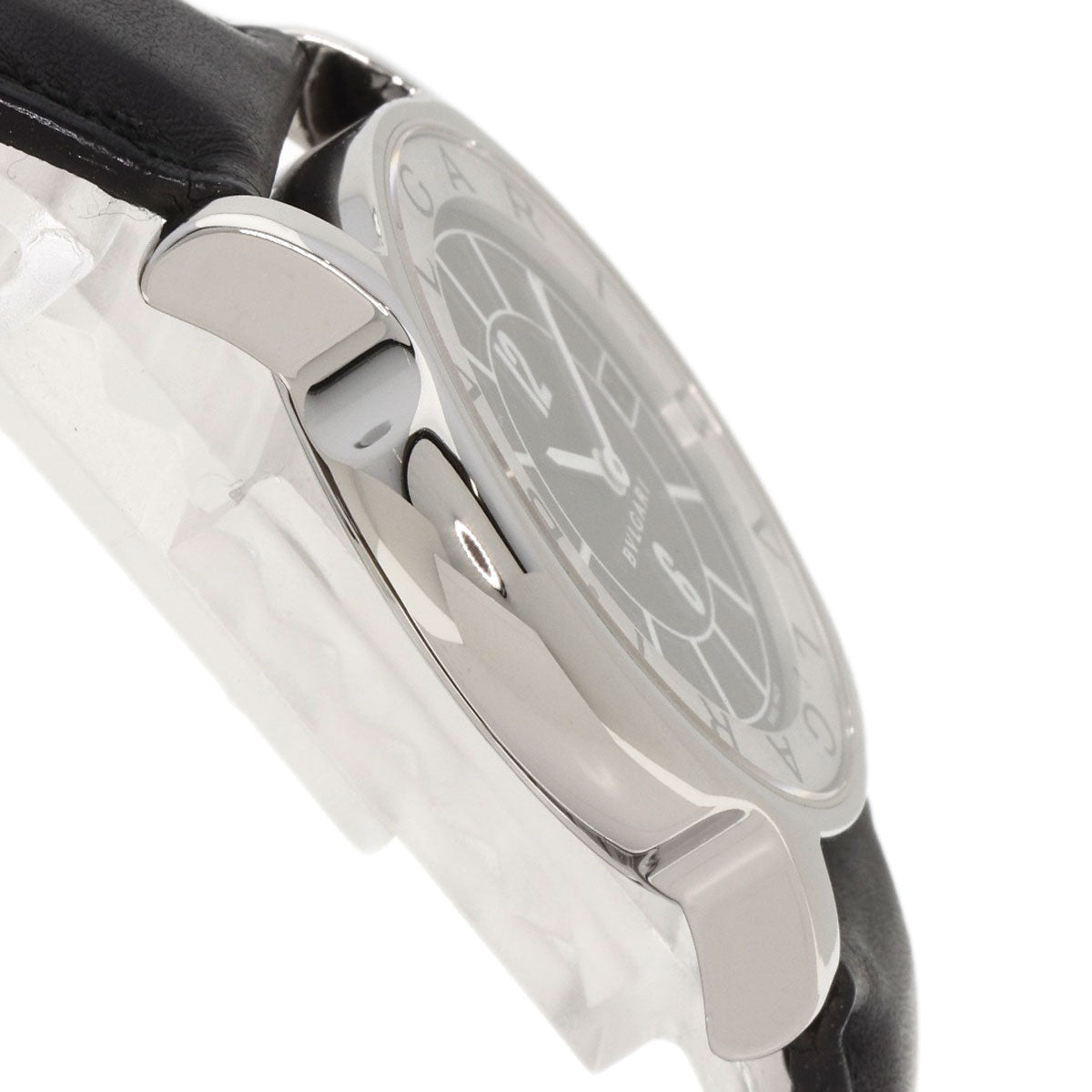 Bvlgari Watches Quartz St35 Stainless Steel, Leather Silver Solo Tempo Black Dial Mens