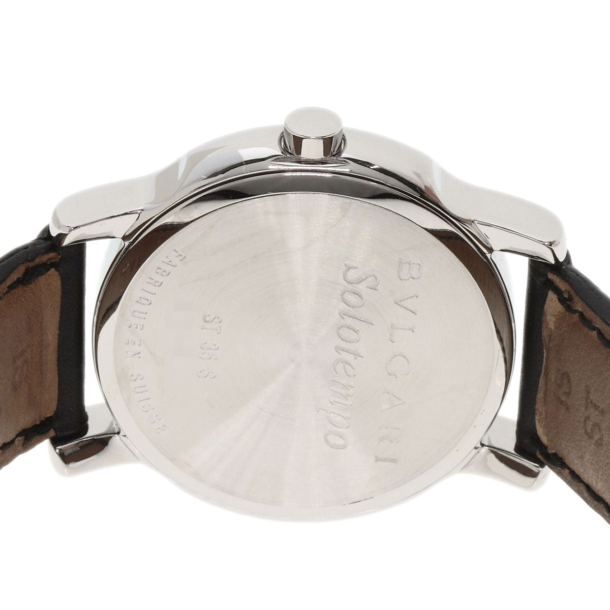 Bvlgari Watches Quartz St35 Stainless Steel, Leather Silver Solo Tempo Black Dial Mens