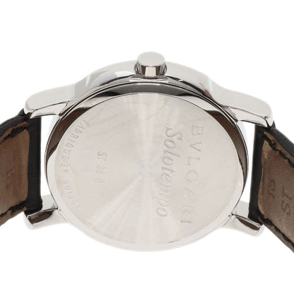 Bvlgari Watches Quartz St35 Stainless Steel, Leather Silver Solo Tempo Black Dial Mens