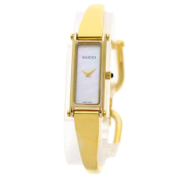 Gucci Watches Quartz Gold Plated , Gold Plated Gold 1500L White Shell Dial Women
