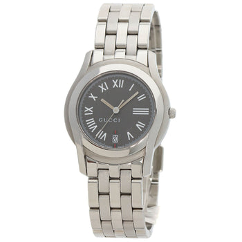Gucci Watches Quartz 5500M Stainless Steel , Stainless Steel Silver Round Face Gray Dial Mens