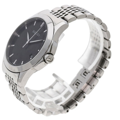 Gucci Watches Quartz 126.4 Stainless Steel , Stainless Steel Silver G Timeless Black Dial Mens