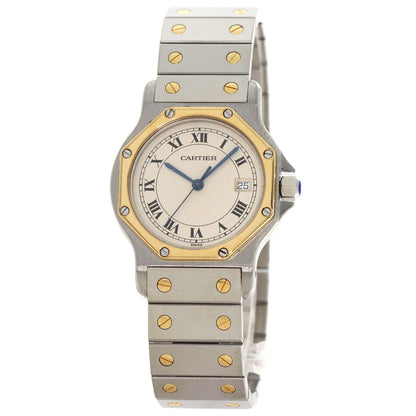 Cartier Watches Quartz Stainless Steel , Ssxk18Yg Gold Santos Octagon Lm Ivory Dial Mens