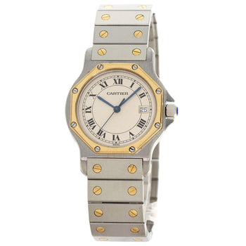 Cartier Watches Quartz Stainless Steel , Ssxk18Yg Gold Santos Octagon Lm Ivory Dial Mens