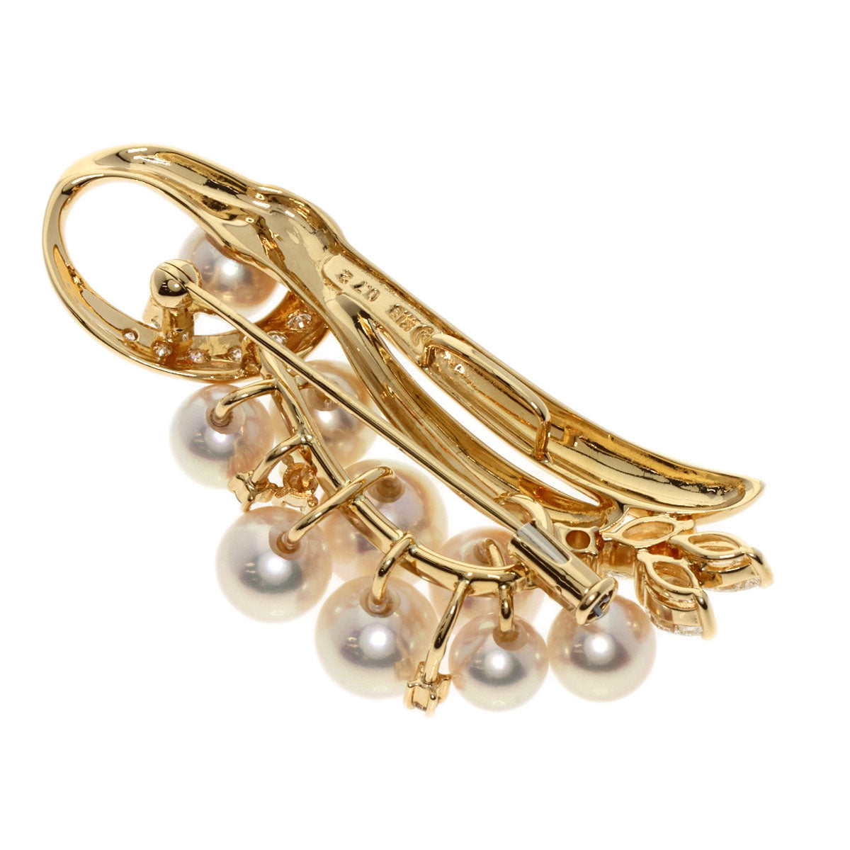 Tasaki Brooch 18K Yellow Gold Gold Akoya Pearl Diamond Women