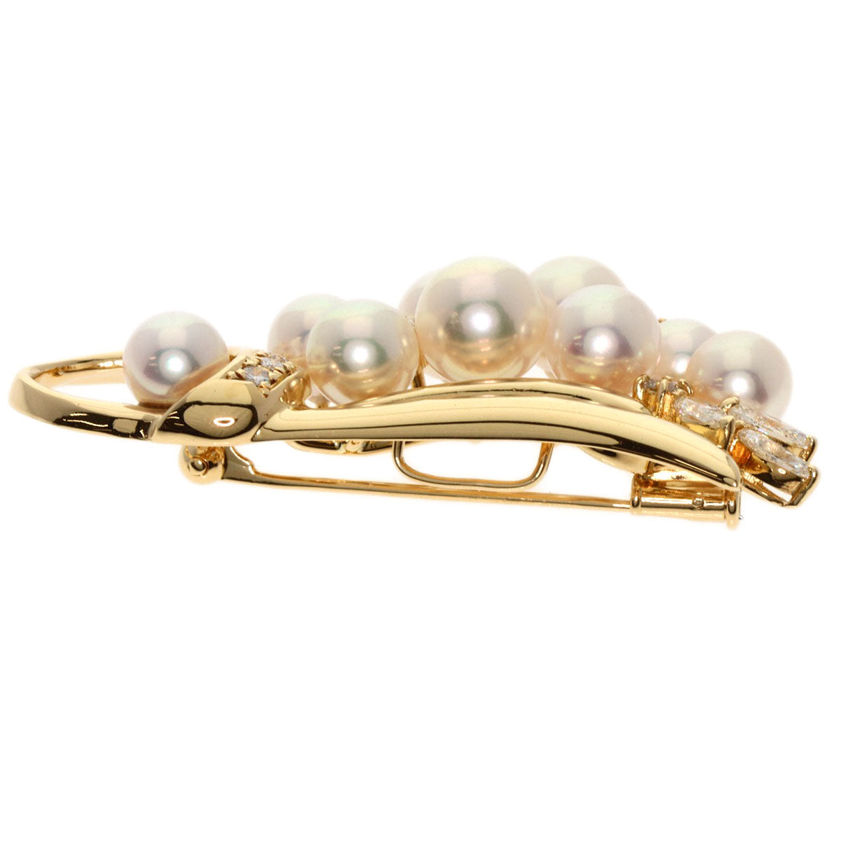 Tasaki Brooch 18K Yellow Gold Gold Akoya Pearl Diamond Women