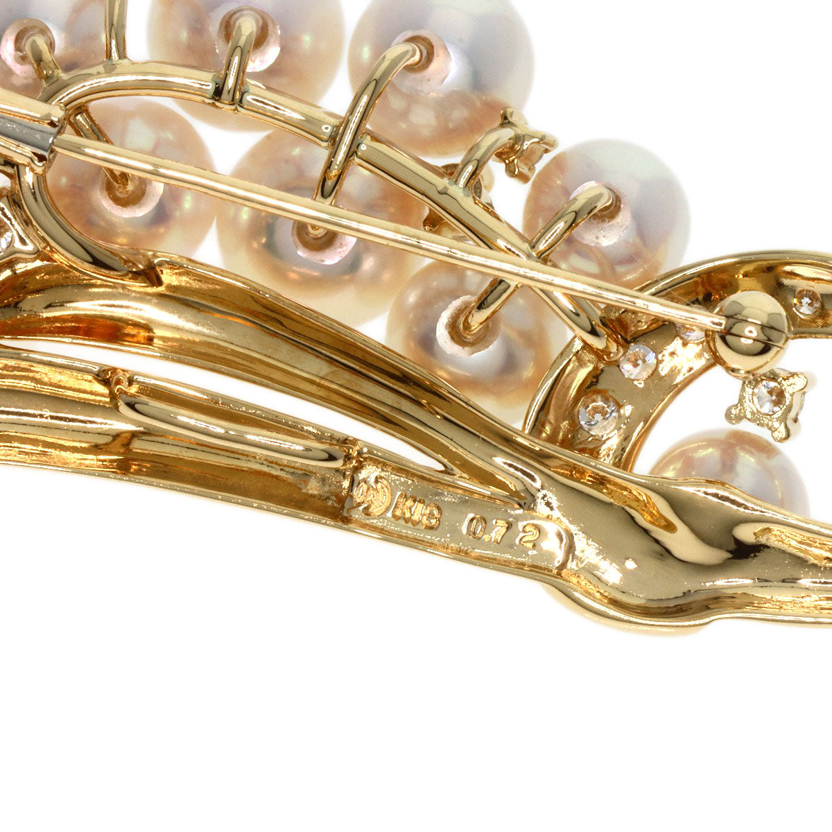 Tasaki Brooch 18K Yellow Gold Gold Akoya Pearl Diamond Women