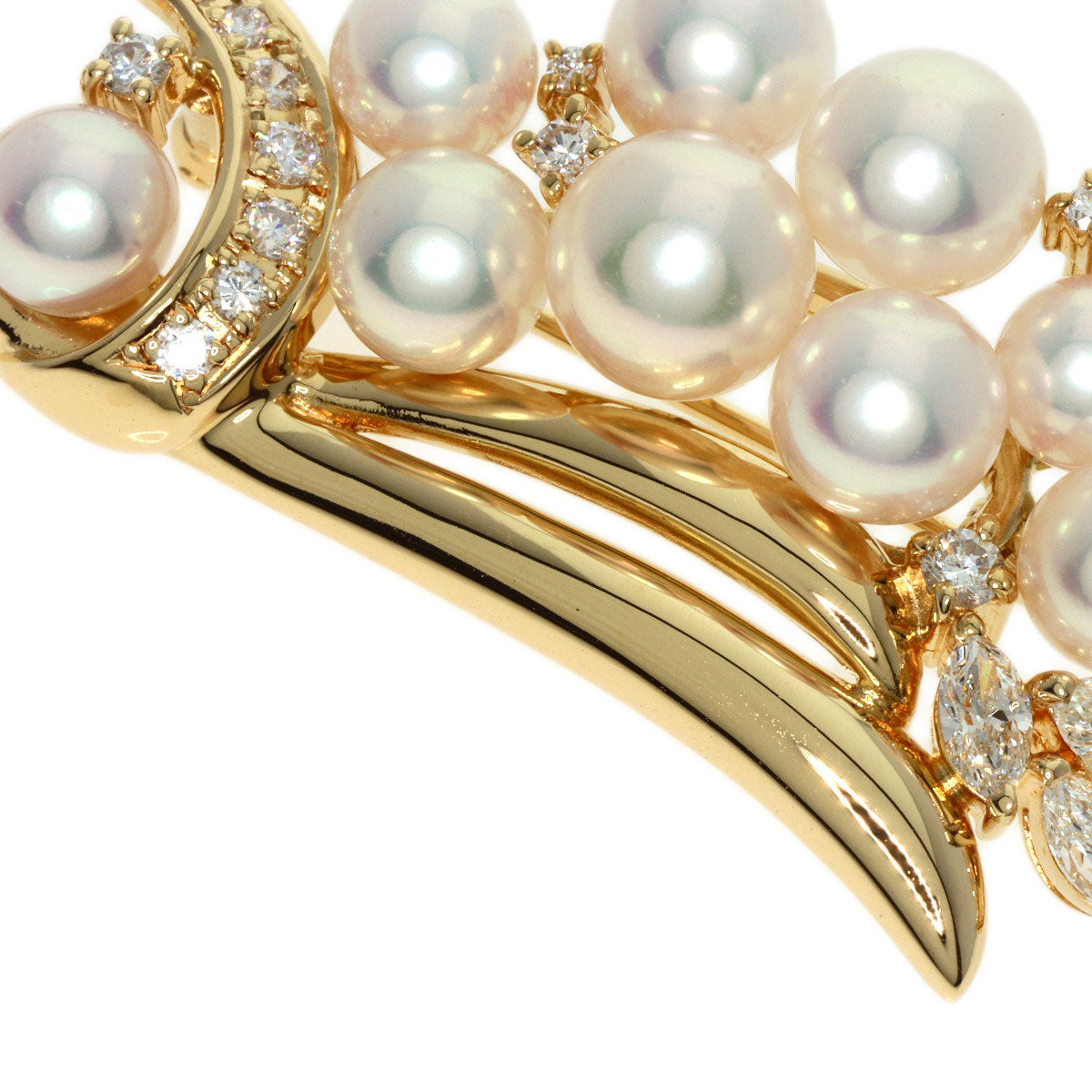 Tasaki Brooch 18K Yellow Gold Gold Akoya Pearl Diamond Women