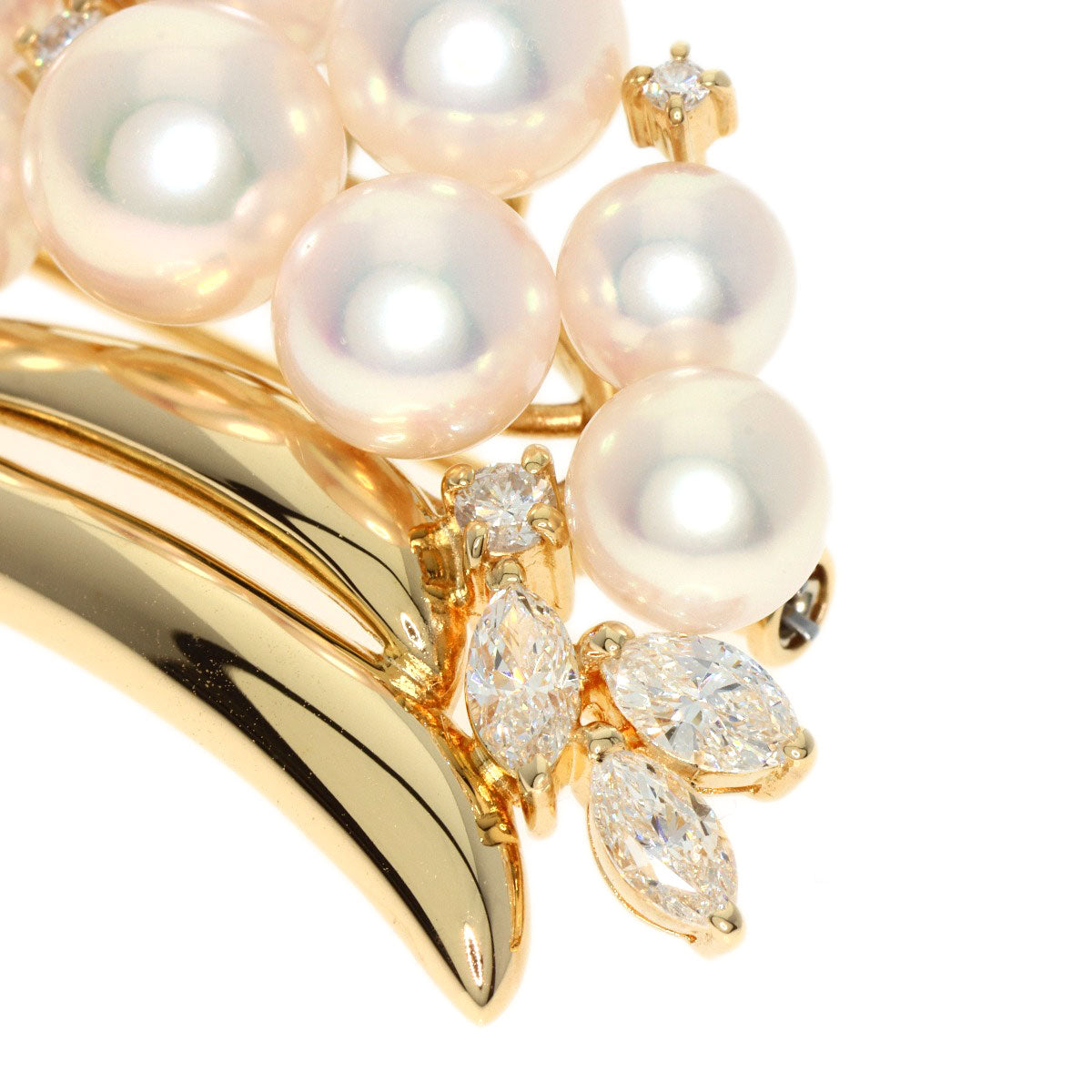 Tasaki Brooch 18K Yellow Gold Gold Akoya Pearl Diamond Women