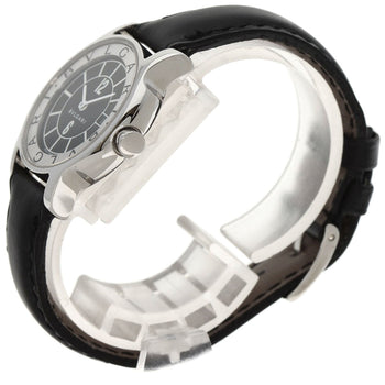 Bvlgari Watches Quartz St29S Stainless Steel, Leather Silver Solo Tempo Black Dial Women