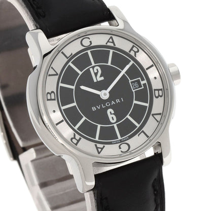 Bvlgari Watches Quartz St29S Stainless Steel, Leather Silver Solo Tempo Black Dial Women