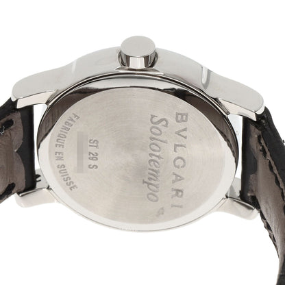 Bvlgari Watches Quartz St29S Stainless Steel, Leather Silver Solo Tempo Black Dial Women