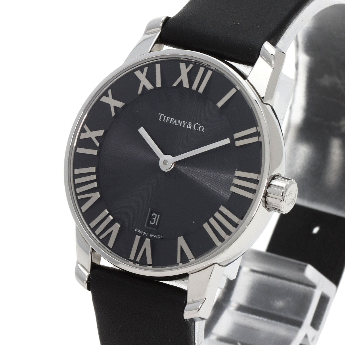 Tiffany&Co. Watches Quartz Z1830.11.10A10A52A Stainless Steel, Leather Silver Atlas Dome Black Dial