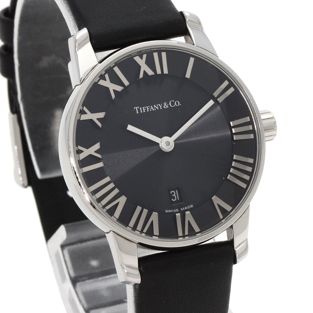 Tiffany&Co. Watches Quartz Z1830.11.10A10A52A Stainless Steel, Leather Silver Atlas Dome Black Dial